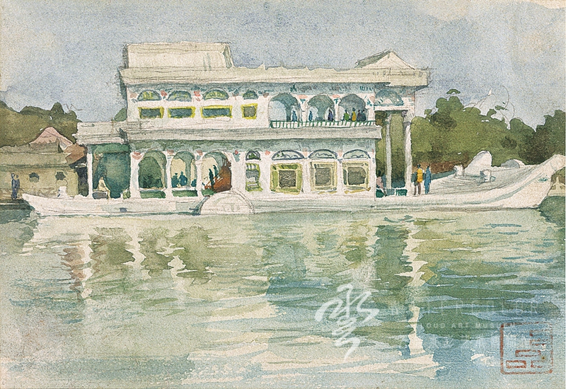 吕品  《公园一景》  11cm*16cm